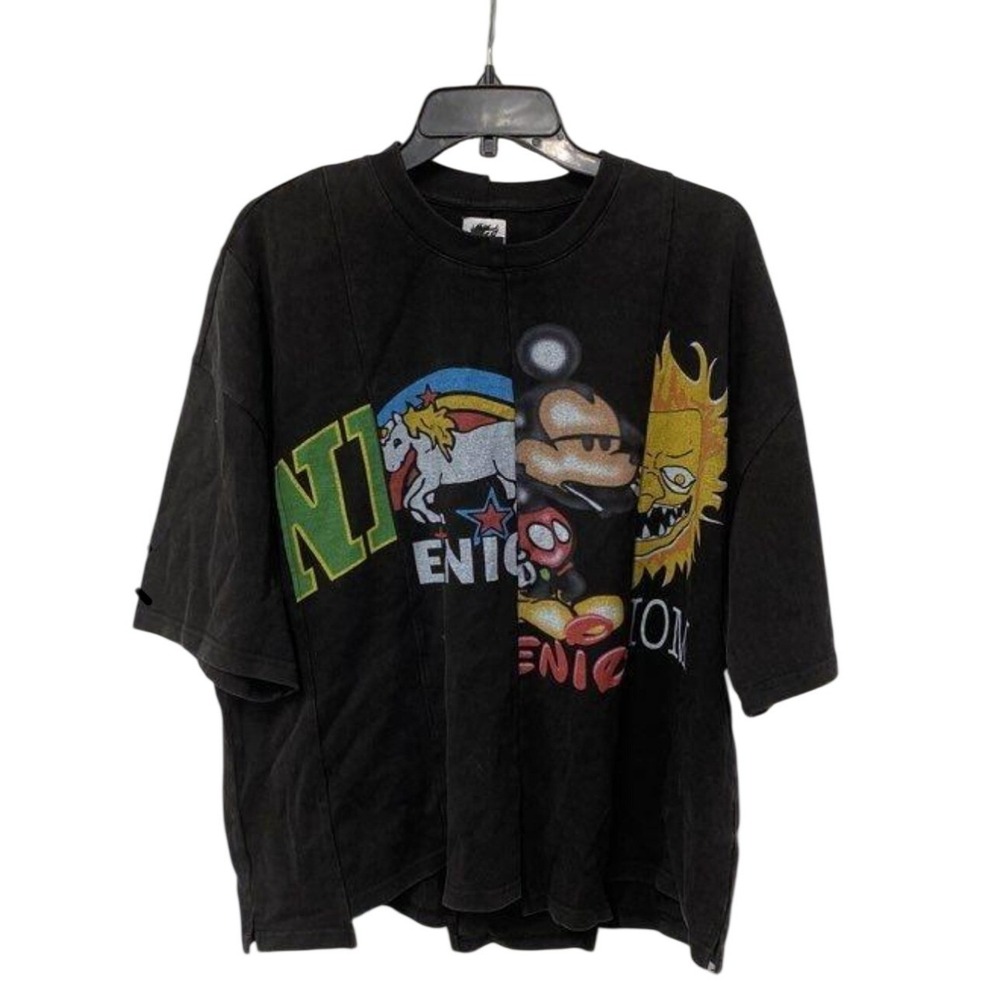 Neniom Uneven Characters Black Cotton Graphic T-shirt Streetwear Boxy Fit